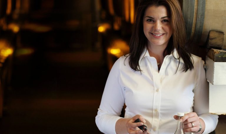 Jordan Winery winemaker Maggie Kruse in the Jordan Winery barrel room