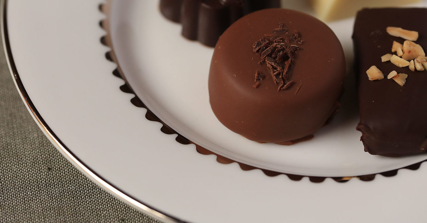 Homemade Truffles Chocolate Ganache on decorative plate