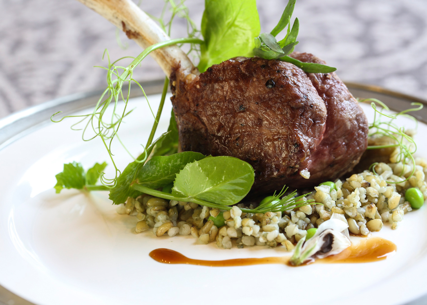 Sonoma Grilled Lamb Chops with Spring Peas
