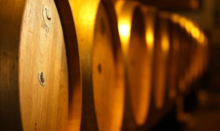 Nadalié wine barrels in a row