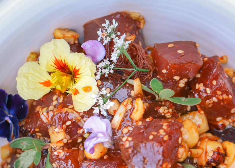 Ahi tuna poke with garnish