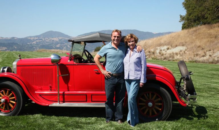 John Jordan CEO and proprietor of Jordan Winery and Ms. Sally Jordan with Jordan Playboy vintage car