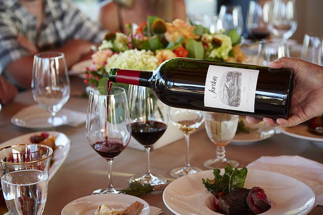 Jordadn cabernet sauvignon magnum, Sunset Supper dinner in the vineyard winery party event 