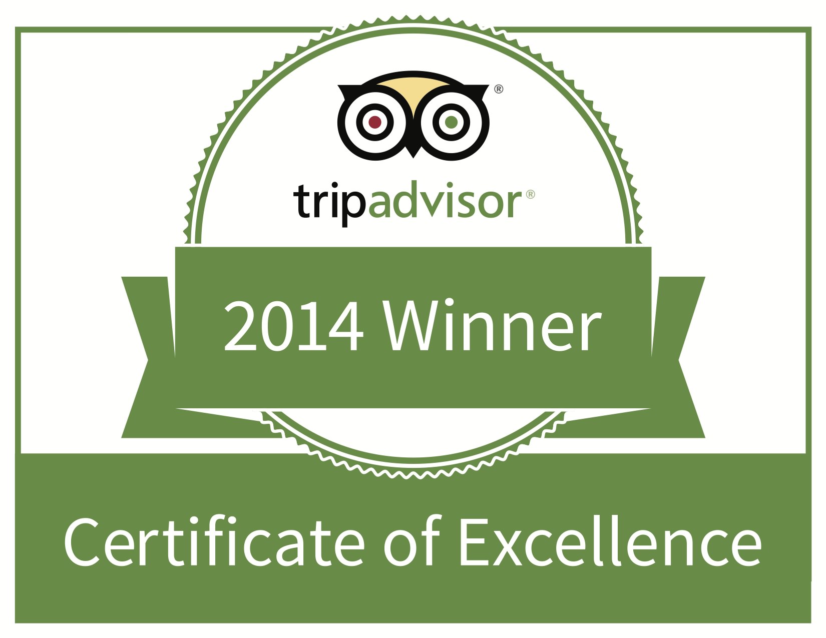 Jordan Winery Trip Advisor Certificate of Excellence, 2014 winner