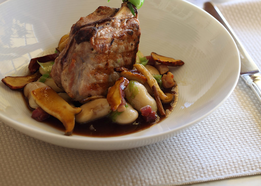 Grilled Pork Loin Chops with Mushrooms and Cannellini Beans Recipe