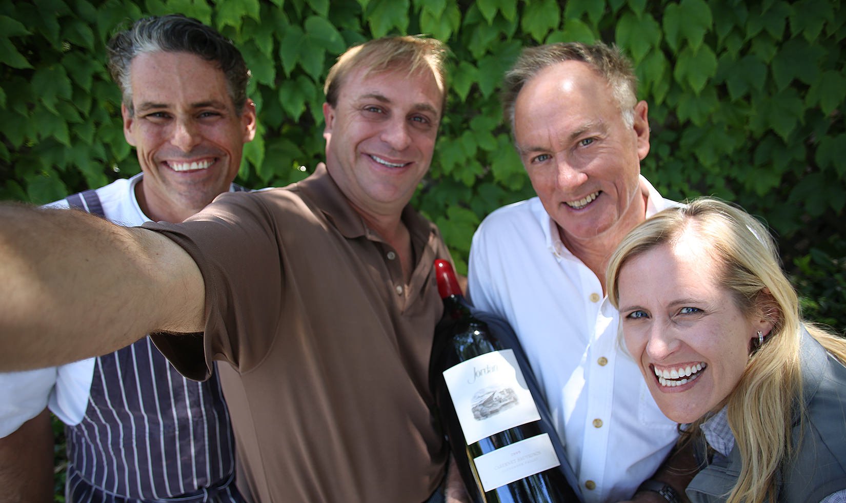 Todd Knoll, Executive Chef, John Jordan, CEO and proprietor, Rob Davis former Winemaker and Lisa Mattson, Director of Marketing and Communications for Jordan Winery taking a selfie together