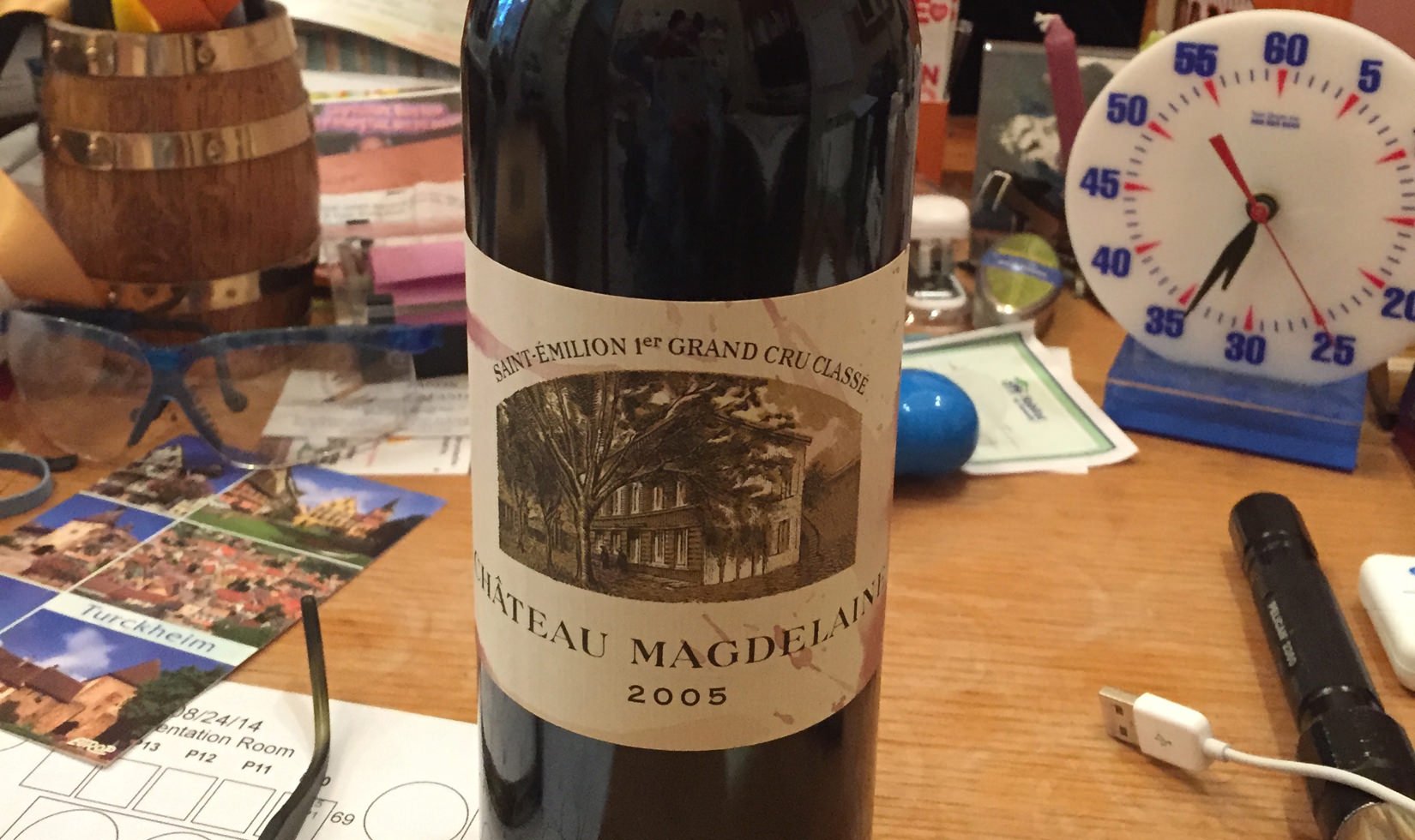 A bottle that made it through the August 24, 2014, Napa earthquake, gifted to Rob Davis on August 24, 2015.