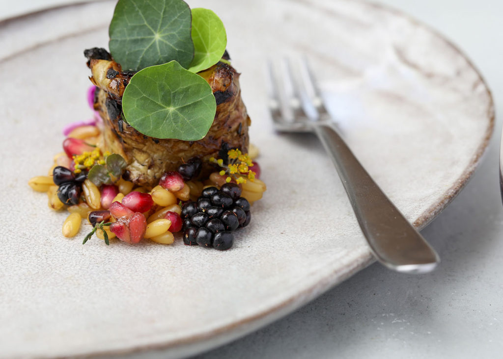 Grilled Sunchoke Recipe with Honey-Fermented Pomegranate Seeds
