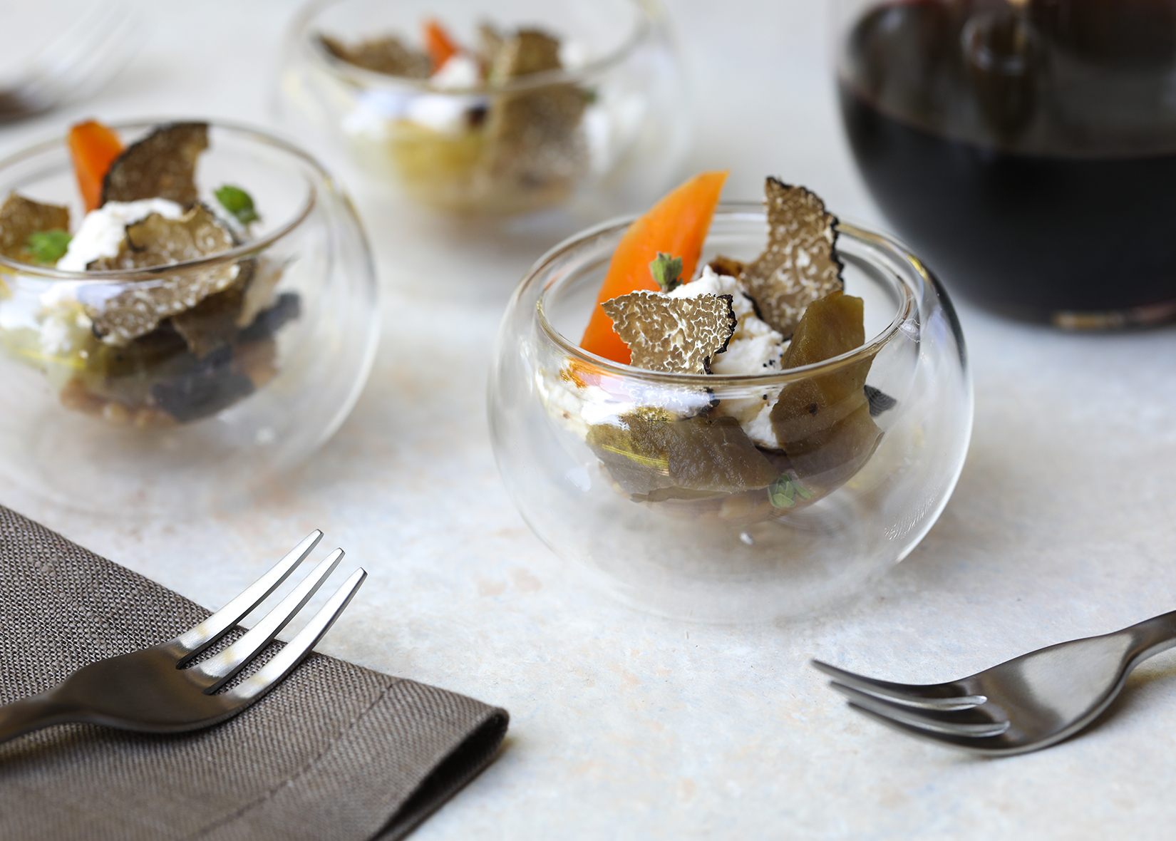 Smoked fromage blanc with mediterranean vinaigrette appetizer