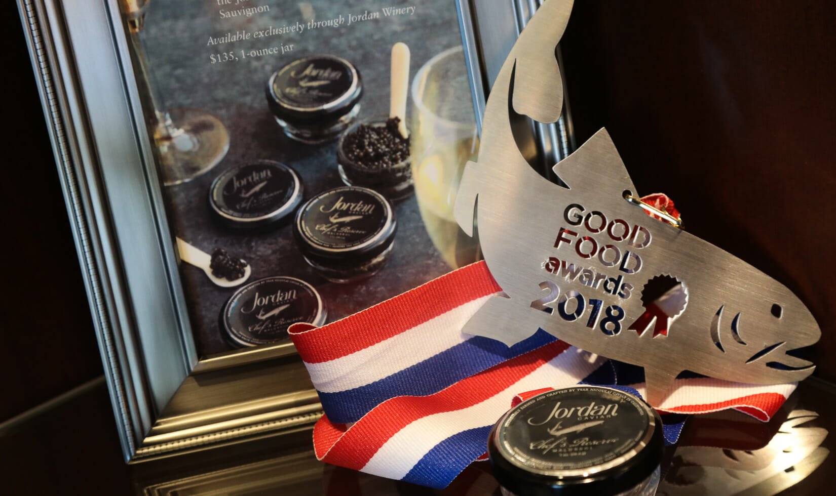 2018 good food awards medallion displayed at Jordan Winery