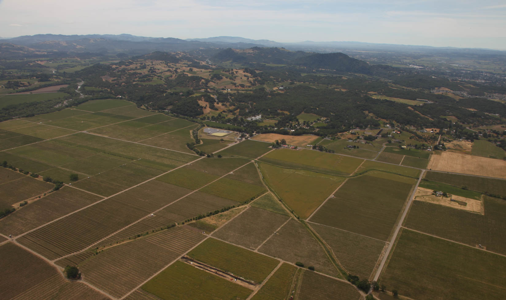 Aerial view of the original Jordan Winery valley floor vineyards