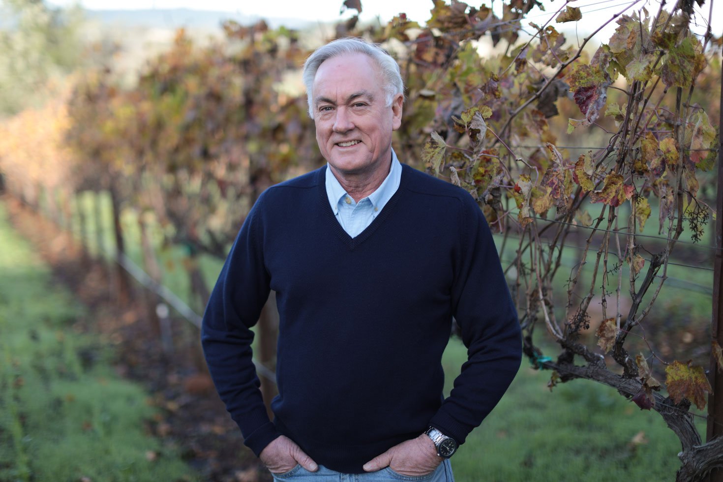 Winemaker Rob Davis of Jordan Winery in the vineyard