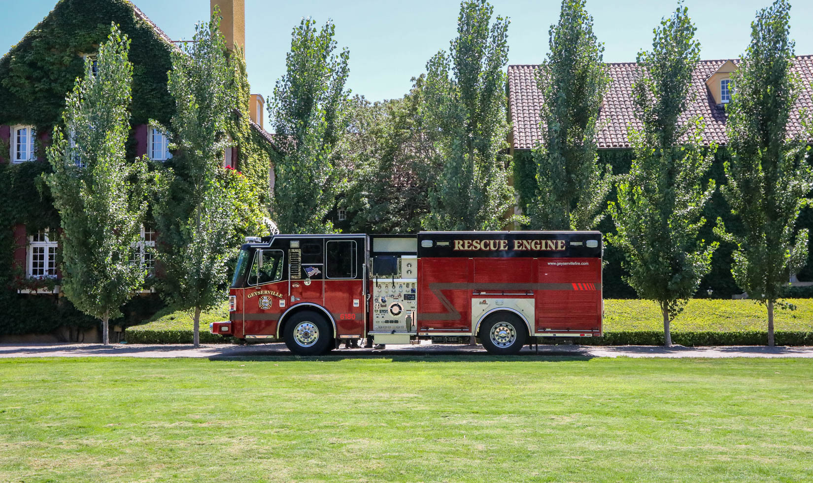 fire truck at jordan winery