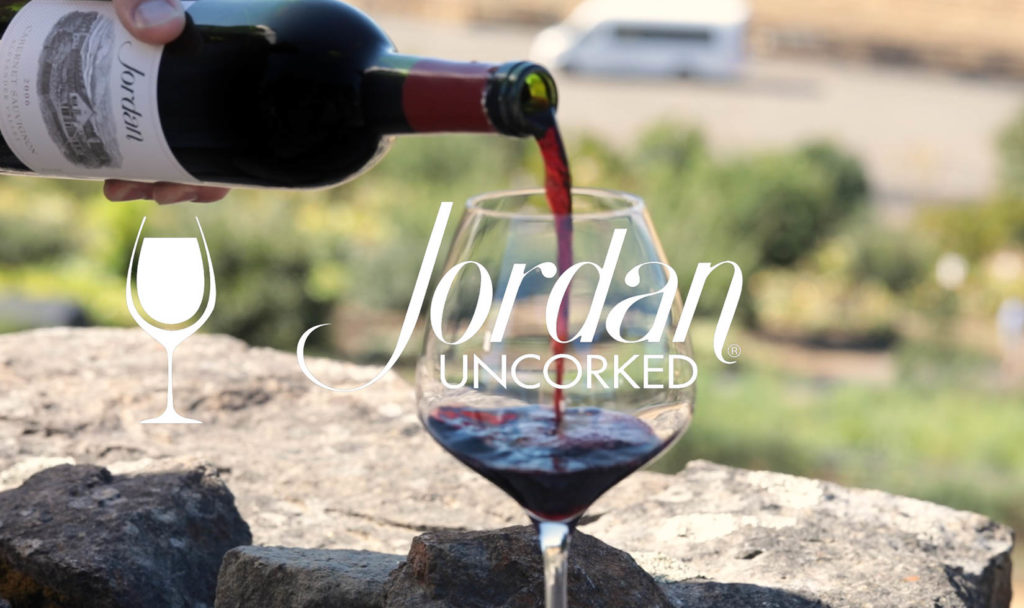 2006 jordan cabernet pouring into a glass