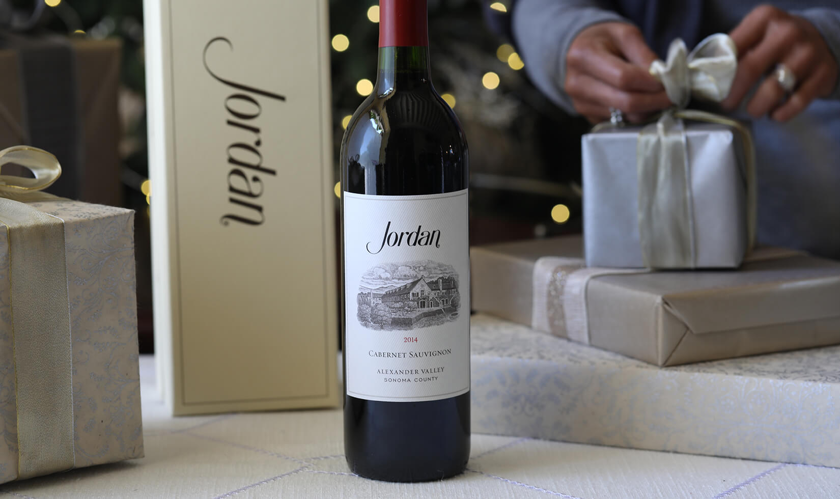 Jordan Cabernet Sauvignon wine gift box with present wrapping