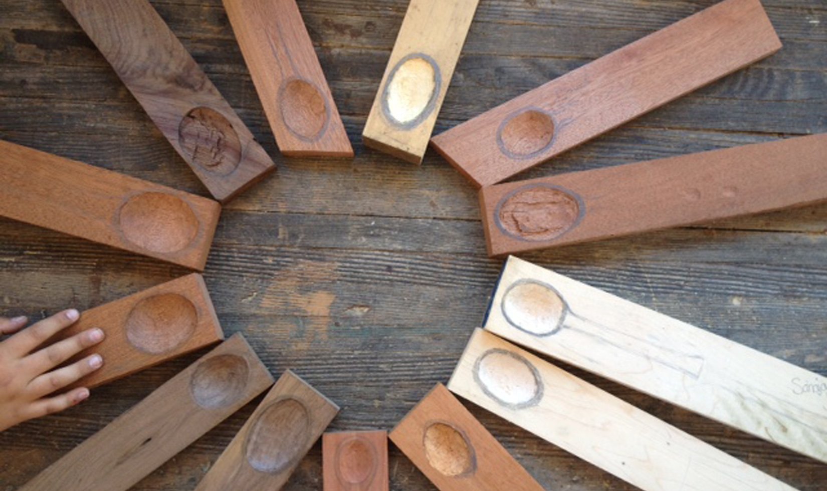 pieces of wood for Making flutes for music class students in Sebastopol