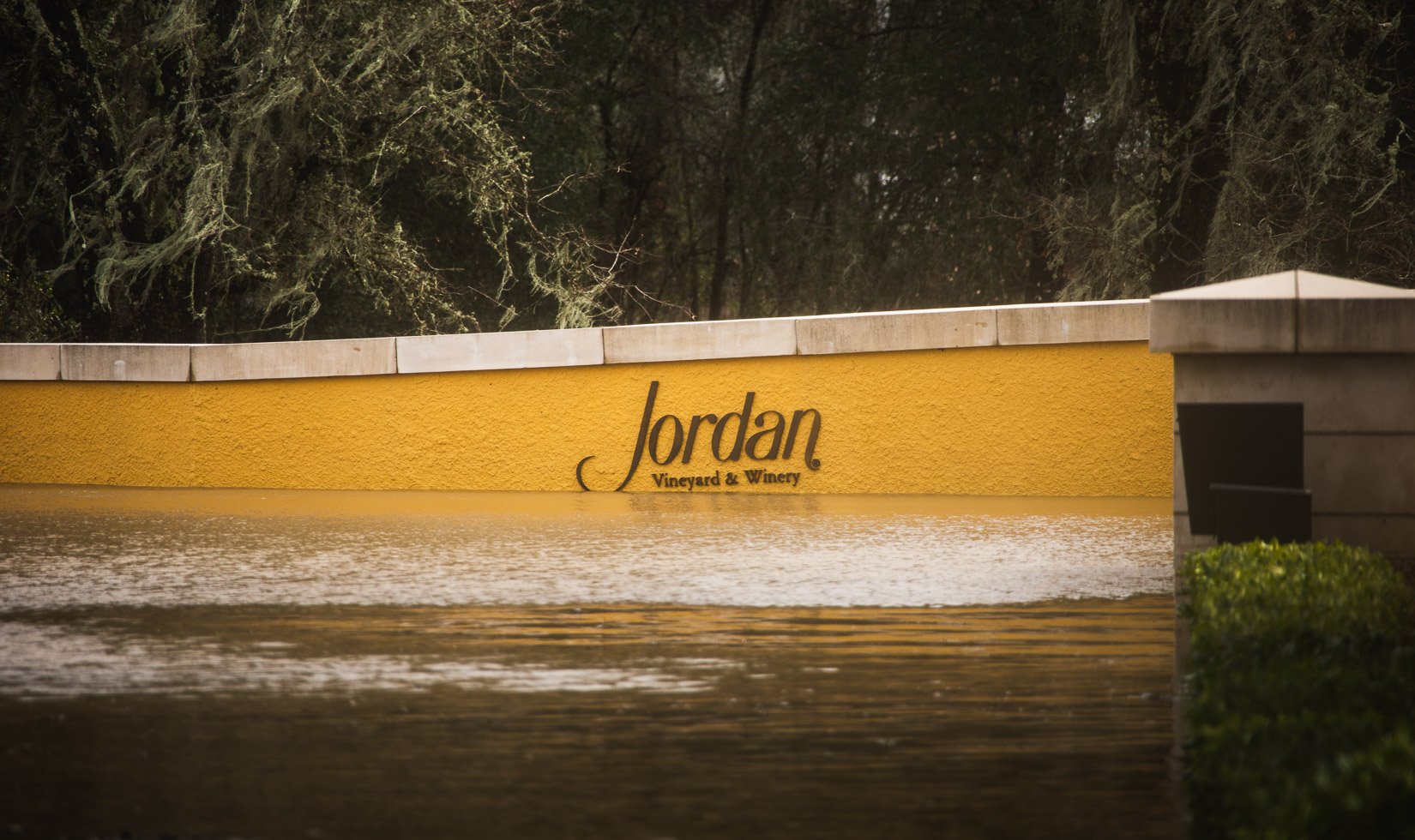 Jordan Winery driveway flooding