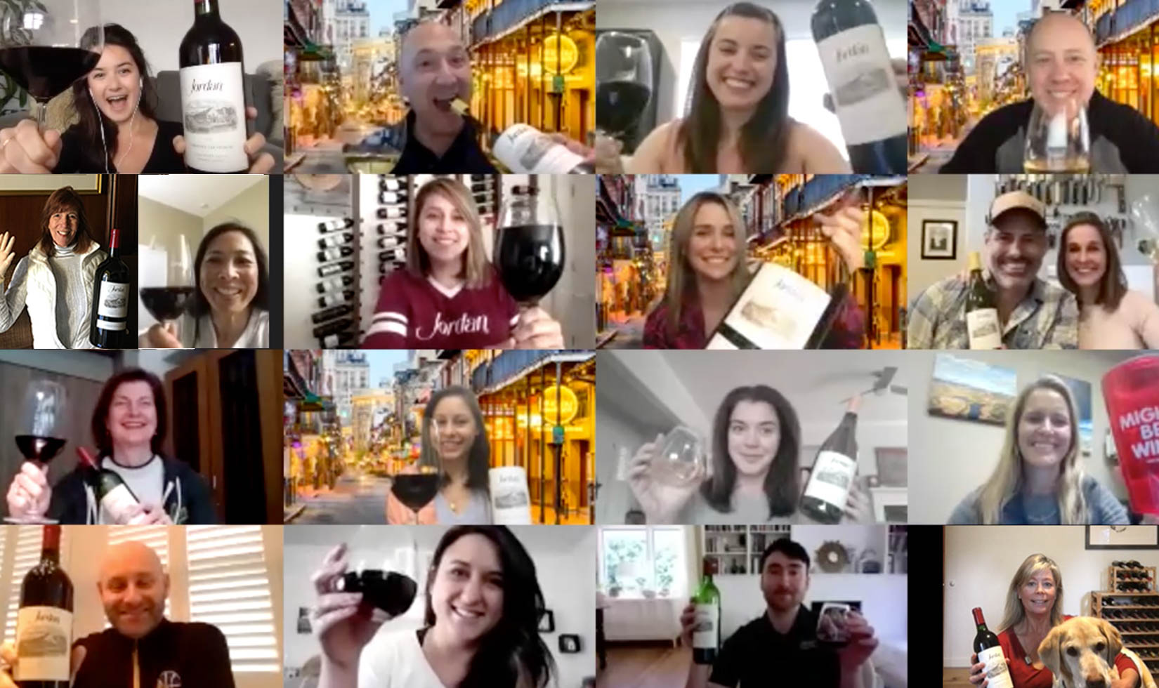 Jordan Winery staff on virtual zoom video call 
