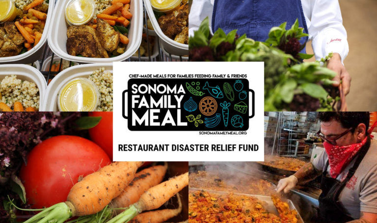 Sonoma Family Meal Restaurant Relief Fund with food in the background