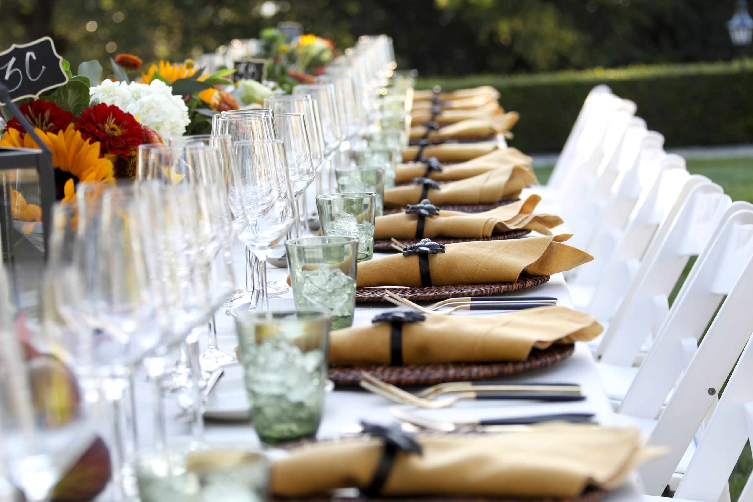 Outdoor table set for an event at Jordan Winery