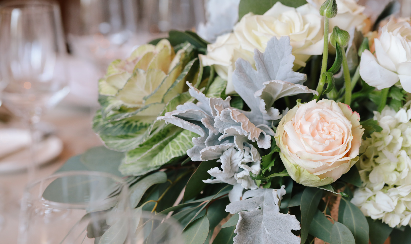 flower arrangement on dining table