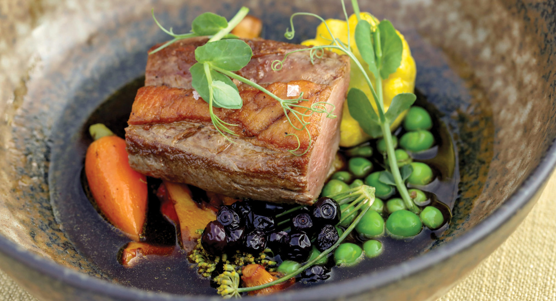 Plate of fruits, vegetables, and meat from Jordan Winery