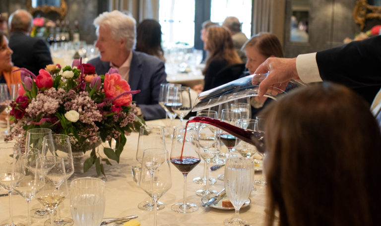 People enjoying Jordan Cabernet Sauvignon in the dining room at Jordan Estate