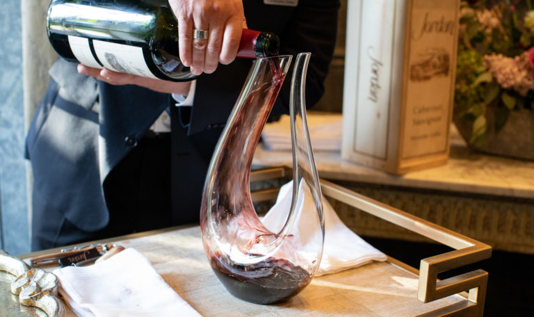 Decanting a large bottle of Jordan Cabernet Sauvignon