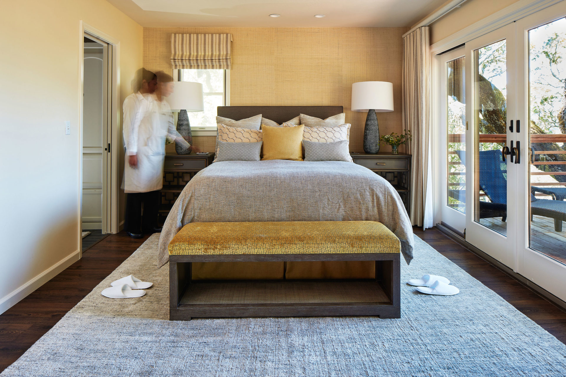 Interior view of guest bedroom at Jordan Winery