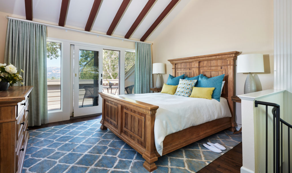 guest bedroom overlooking sonoma county vineyards