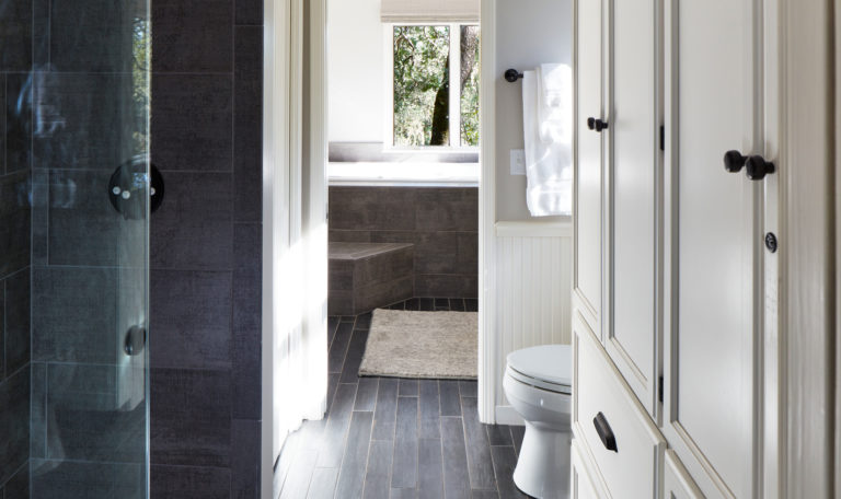 master bathroom overlooking sonoma county vineyards