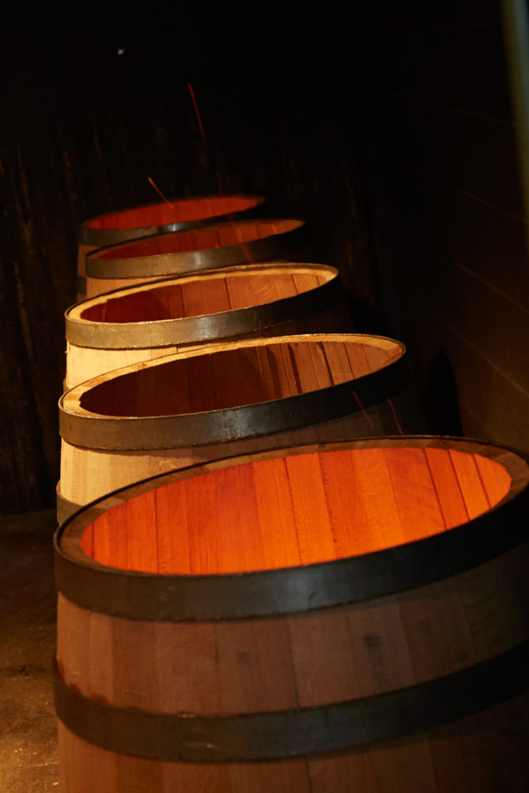 Open wine barrels