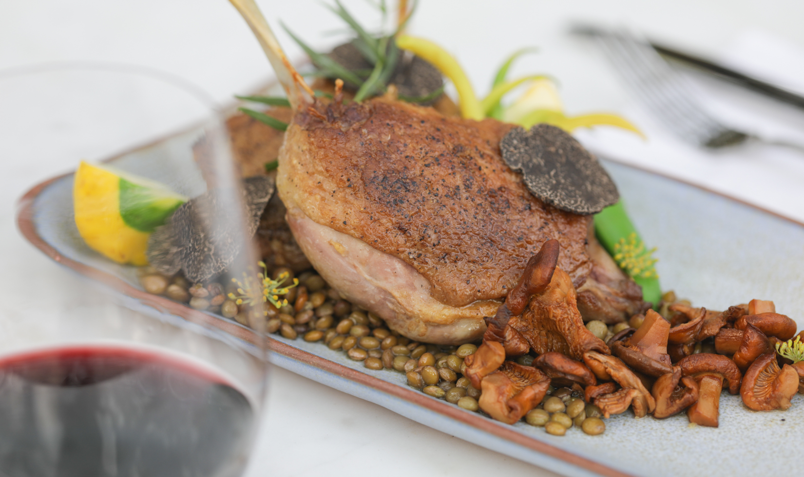 Liberty duck with Cabernet pairing