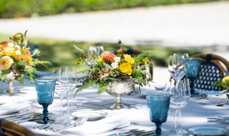 outdoor table and chairs set for lunch