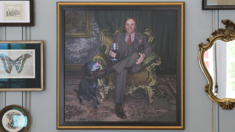 Oil painting portrait of Jordan Winery owner and CEO John Jordan