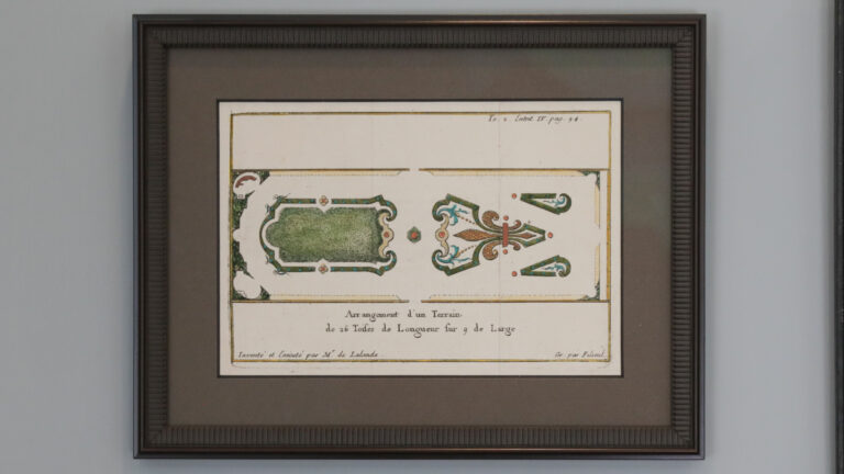 Framed image of the design of a French garden