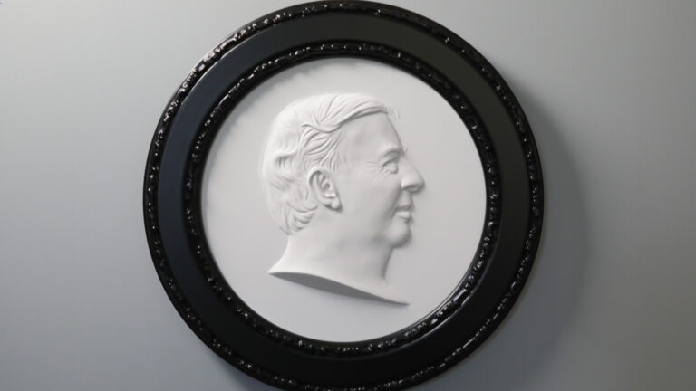 Bas relief sculpture of Tom Jordan