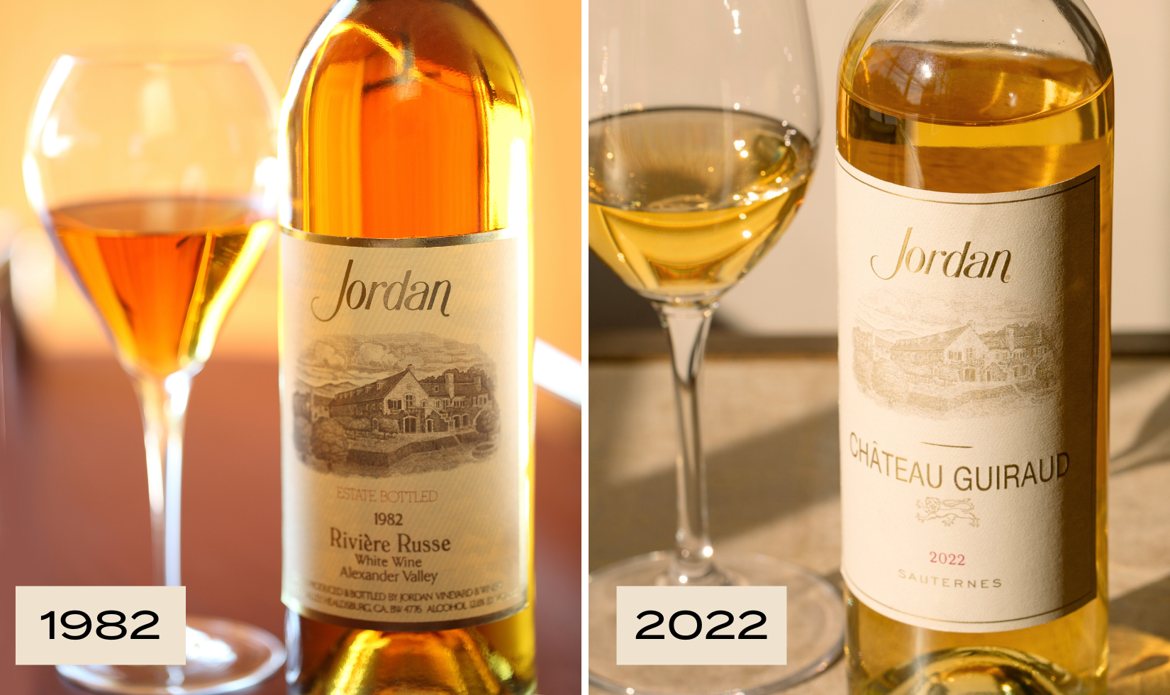 side by side of two dessert wines