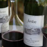 1981 Jordan Cabernet Sauvignon with wine glass and decanter